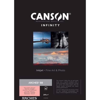 Canson Arches 88 Rag (Pure White) 310 - A3+, 25 sheets