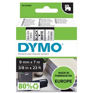 Tape D1 9mm x 7m black/white