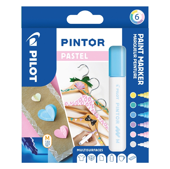 Pilot Marker Pintor Medium Pastel Mix 1.4 Assorted (6)