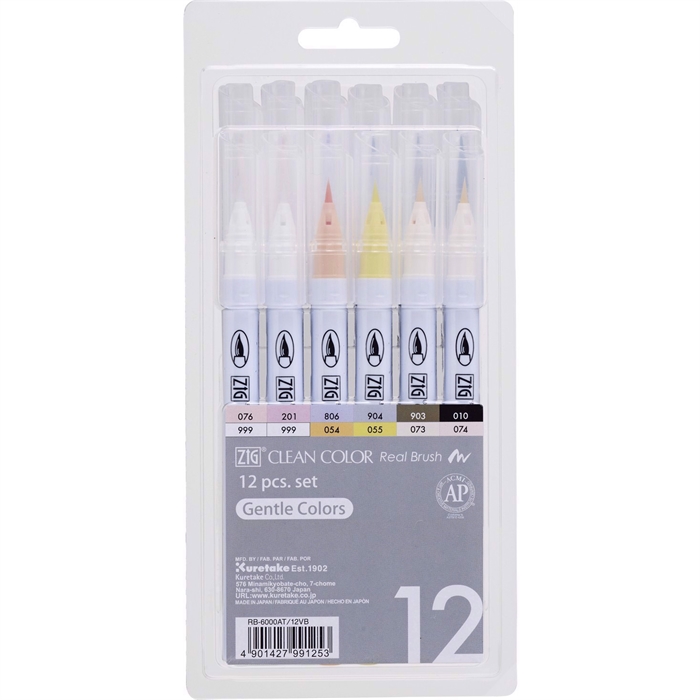 ZIG Clean Color Brush Pen soft colors 12-set